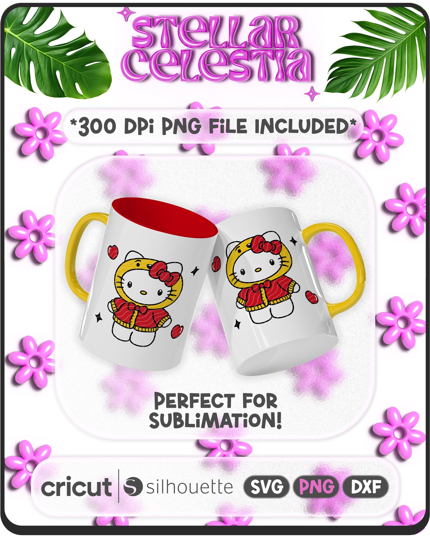 02 - Kawaii Kitty x Pooh Bear Valentine’s Day SVG - Layered Hello Kitty Sanrio & Pooh Bear Cut File for Cricut/Silhouette, Digital Download (SVG/PNG)