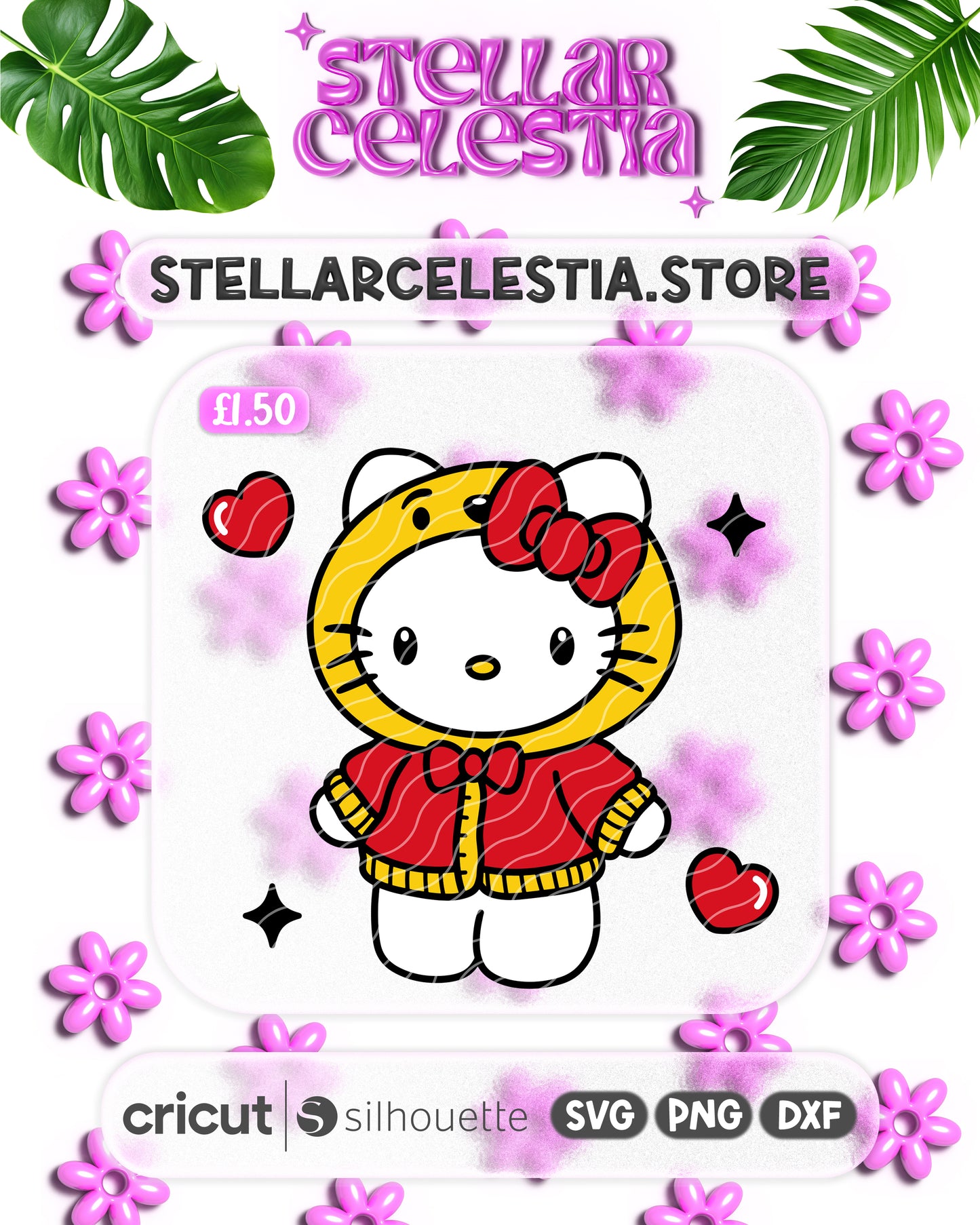 02 - Kawaii Kitty x Pooh Bear Valentine’s Day SVG - Layered Hello Kitty Sanrio & Pooh Bear Cut File for Cricut/Silhouette, Digital Download (SVG/PNG)